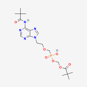 molecular formula C19H30N5O7P B12094732 ((Hydroxy((2-(6-pivalamido-9H-purin-9-YL)ethoxy)methyl)phosphoryl)oxy)methyl pivalate 