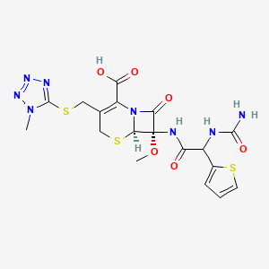 (6R,7S)-7-[[2-(carbamoylamino)-2-thiophen-2-ylacetyl]amino]-7-methoxy-3-[(1-methyltetrazol-5-yl)sulfanylmethyl]-8-oxo-5-thia-1-azabicyclo[4.2.0]oct-2-ene-2-carboxylic acid