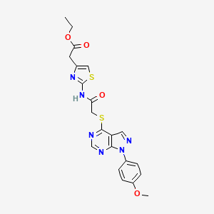 2-[2-[[2-[[1-(4-Methoxyphenyl)-4-pyrazolo[3,4-d]pyrimidinyl]thio]-1-oxoethyl]amino]-4-thiazolyl]acetic acid ethyl ester