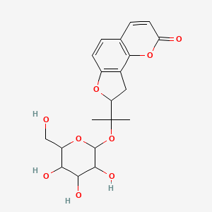 molecular formula C20H24O9 B12095038 8-[2-[3,4,5-Trihydroxy-6-(hydroxymethyl)oxan-2-yl]oxypropan-2-yl]-8,9-dihydrofuro[2,3-h]chromen-2-one 