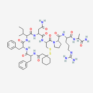 molecular formula C53H77N13O10S2 B12095040 1-[13-(2-amino-2-oxoethyl)-19,22-dibenzyl-16-butan-2-yl-12,15,18,21,24-pentaoxo-7,8-dithia-11,14,17,20,23-pentazaspiro[5.19]pentacosane-10-carbonyl]-N-[1-[(1-amino-1-oxopropan-2-yl)amino]-5-(diaminomethylideneamino)-1-oxopentan-2-yl]pyrrolidine-2-carboxamide 