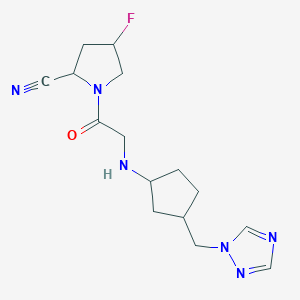 molecular formula C15H21FN6O B12095068 4-Fluoro-1-[2-[[3-(1,2,4-triazol-1-ylmethyl)cyclopentyl]amino]acetyl]pyrrolidine-2-carbonitrile 