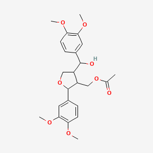 molecular formula C24H30O8 B12095183 [2-(3,4-Dimethoxyphenyl)-4-[(3,4-dimethoxyphenyl)-hydroxymethyl]oxolan-3-yl]methyl acetate 