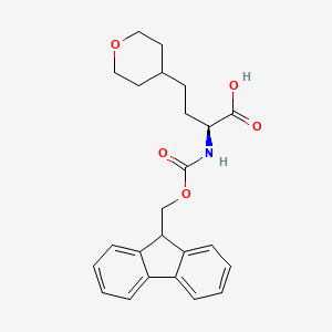 molecular formula C24H27NO5 B12095241 (S)-2-((((9H-Fluoren-9-yl)methoxy)carbonyl)amino)-4-(tetrahydro-2H-pyran-4-yl)butanoic acid 