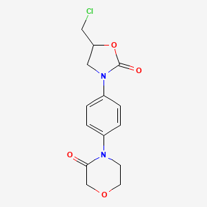 molecular formula C14H15ClN2O4 B12095271 4-[4-[5-(Chloromethyl)-2-oxo-1,3-oxazolidin-3-yl]phenyl]morpholin-3-one 