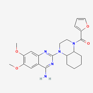 molecular formula C23H27N5O4 B1209528 [4-(4-Amino-6,7-dimethoxy-2-quinazolinyl)-2,3,4a,5,6,7,8,8a-octahydroquinoxalin-1-yl]-(2-furanyl)methanone 