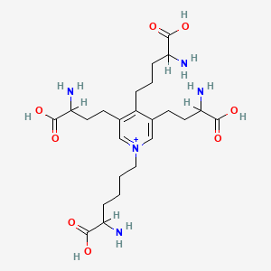 molecular formula C24H40N5O8+ B1209544 2-Amino-6-[4-(4-amino-4-carboxybutyl)-3,5-bis(3-amino-3-carboxypropyl)pyridin-1-ium-1-yl]hexanoic acid 