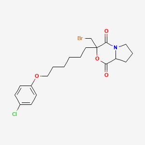 molecular formula C20H25BrClNO4 B12095875 3-(Bromomethyl)-3-[6-(4-chlorophenoxy)hexyl]-6,7,8,8a-tetrahydropyrrolo[2,1-c][1,4]oxazine-1,4-dione 