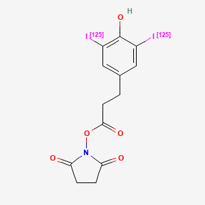 molecular formula C13H11I2NO5 B1209596 N-Hydroxysuccinimidyl 3-(4'-hydroxy-(3',5'-125I)-diiodophenyl)propionate CAS No. 60285-92-9