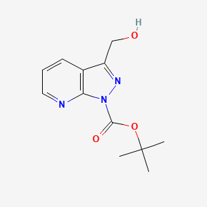 molecular formula C12H15N3O3 B12096095 1H-Pyrazolo[3,4-b]pyridine-1-carboxylic acid, 3-(hydroxymethyl)-, 1,1-dimethylethyl ester 