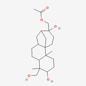 molecular formula C22H36O5 B12096221 [5,13-Dihydroxy-6-(hydroxymethyl)-2,6-dimethyl-13-tetracyclo[10.3.1.01,10.02,7]hexadecanyl]methyl acetate 