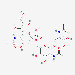 molecular formula C24H39N3O17 B12096237 5-Acetamido-2-[[5-acetamido-6-(2-acetamido-2-carboxyethoxy)-3,4-dihydroxyoxan-2-yl]methoxy]-4-hydroxy-6-(1,2,3-trihydroxypropyl)oxane-2-carboxylic acid 