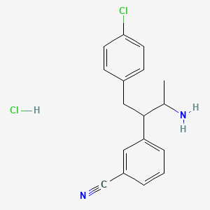 molecular formula C17H18Cl2N2 B12096280 3-(3-Amino-1-(4-chlorophenyl)butan-2-yl)benzonitrile hydrochloride 