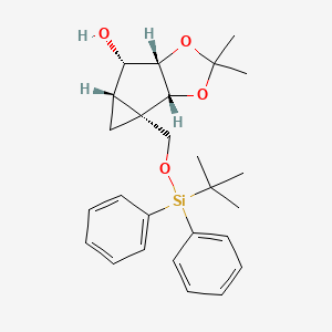 molecular formula C26H34O4Si B12096325 (1R,2S,4S,5S,6S)-2-[[tert-butyl(diphenyl)silyl]oxymethyl]-8,8-dimethyl-7,9-dioxatricyclo[4.3.0.02,4]nonan-5-ol 