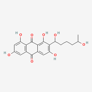 molecular formula C20H20O8 B1209639 2-(1,5-Dihydroxyhexyl)-1,3,6,8-tetrahydroxyanthracene-9,10-dione 