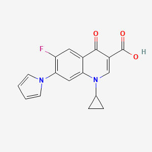 molecular formula C17H13FN2O3 B1209650 1-Cyclopropyl-6-fluoro-4-oxo-7-(1H-pyrrol-1-yl)-1,4-dihydroquinoline-3-carboxylic acid CAS No. 106891-93-4