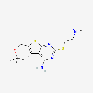 molecular formula C15H22N4OS2 B1209673 2-[2-(二甲氨基)乙硫基]-6,6-二甲基-5,8-二氢吡喃并[4,5]噻吩并[1,2-c]嘧啶-4-胺 