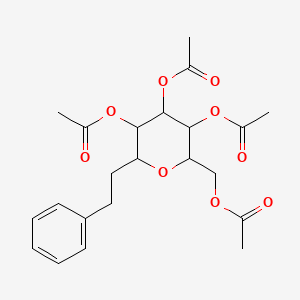 molecular formula C22H28O9 B12096741 3,5-Diacetoxy-2-acetoxymethyl-6-phenethyl-tetrahydro-pyran-4-yl ester 