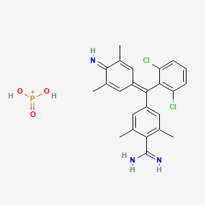 molecular formula C24H25Cl2N3O3P+ B12096765 4-((2,6-Dichlorophenyl)(4-imino-3,5-dimethylcyclohexa-2,5-dien-1-ylidene)methyl)-2,6-dimethylaniline phosphate 