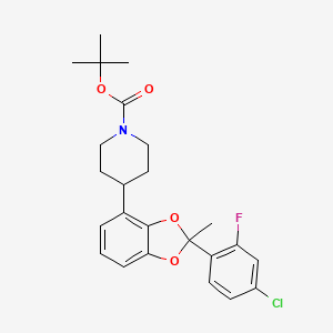 molecular formula C24H27ClFNO4 B12096790 Tert-butyl 4-[2-(4-chloro-2-fluoro-phenyl)-2-methyl-1,3-benzodioxol-4-yl]piperidine-1-carboxylate 