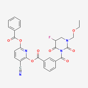 molecular formula C28H21FN4O8 B12096829 (6-Benzoyloxy-3-cyanopyridin-2-yl) 3-[3-(ethoxymethyl)-5-fluoro-2,6-dioxo-1,3-diazinane-1-carbonyl]benzoate 
