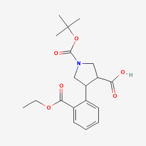 molecular formula C19H25NO6 B12097162 (3R,4S)-4-(2-ethoxycarbonylphenyl)-1-[(2-methylpropan-2-yl)oxycarbonyl]pyrrolidine-3-carboxylic acid 