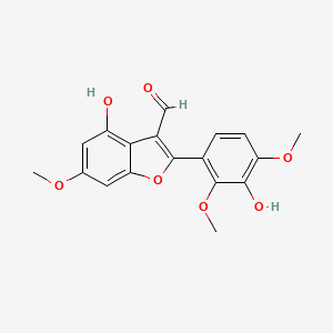4-Hydroxy-2-(3-hydroxy-2,4-dimethoxyphenyl)-6-methoxy-1-benzofuran-3-carbaldehyde