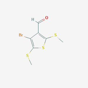 molecular formula C7H7BrOS3 B12097316 3-Thiophenecarboxaldehyde, 4-bromo-2,5-bis(methylthio)- CAS No. 24445-38-3