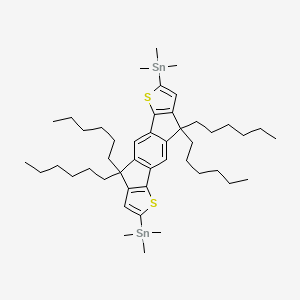 molecular formula C46H74S2Sn2 B12097324 trimethyl-(9,9,18,18-tetrahexyl-15-trimethylstannyl-5,14-dithiapentacyclo[10.6.0.03,10.04,8.013,17]octadeca-1(12),2,4(8),6,10,13(17),15-heptaen-6-yl)stannane 