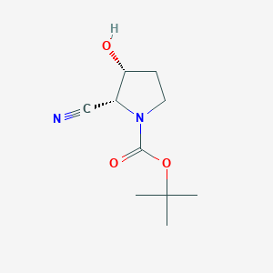 molecular formula C10H16N2O3 B12097349 tert-Butyl (2R,3R)-2-cyano-3-hydroxypyrrolidine-1-carboxylate 