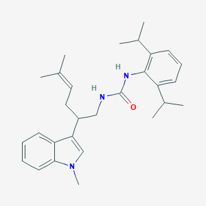 molecular formula C29H39N3O B120975 N-(2,6-Bis(1-methylethyl)phenyl)-N'-(5-methyl-2-(1-methyl-1H-indol-3-yl)-4-hexenyl)urea CAS No. 145131-52-8