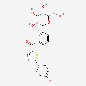 molecular formula C24H23FO6S B12097517 (5-(4-fluorophenyl)thiophen-2-yl)(2-methyl-5-(3,4,5-trihydroxy-6-(hydroxymethyl)tetrahydro-2H-pyran-2-yl)phenyl)methanone 