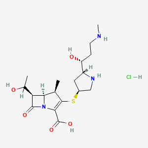 (4R,5S,6R)-6-(1-hydroxyethyl)-3-[(3S,5R)-5-[(1R)-1-hydroxy-3-(methylamino)propyl]pyrrolidin-3-yl]sulfanyl-4-methyl-7-oxo-1-azabicyclo[3.2.0]hept-2-ene-2-carboxylic acid;hydrochloride
