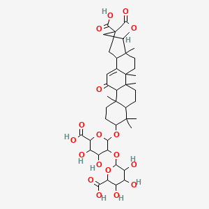 molecular formula C42H58O18 B12097627 11-[6-Carboxy-3-(6-carboxy-3,4,5-trihydroxyoxan-2-yl)oxy-4,5-dihydroxyoxan-2-yl]oxy-2,5,6,10,10,14-hexamethyl-16,22-dioxo-23-oxahexacyclo[19.2.1.02,19.05,18.06,15.09,14]tetracos-17-ene-21-carboxylic acid 