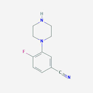 molecular formula C11H12FN3 B12097642 4-fluoro-3-(1-piperazinyl)Benzonitrile 