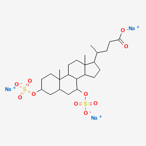 molecular formula C24H37Na3O10S2 B12097788 trisodium;4-(10,13-dimethyl-3,7-disulfonatooxy-2,3,4,5,6,7,8,9,11,12,14,15,16,17-tetradecahydro-1H-cyclopenta[a]phenanthren-17-yl)pentanoate 