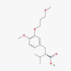 molecular formula C17H26O5 B12098087 Benzenepropanoic acid, 4-methoxy-3-(3-methoxypropoxy)-alpha-(1-methylethyl)-, (alphaS)- 