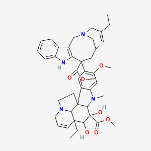 molecular formula C43H52N4O7 B12098172 Aspidospermidine-3-carboxylic acid, 6,7-didehydro-15-[(2R,6R,8S)-4-ethyl-1,3,6,7,8,9-hexahydro-8-(methoxycarbonyl)-2,6-methano-2H-azecino[4,3-b]indol-8-yl]-3,4-dihydroxy-16-methoxy-1-methyl-, methyl ester, (2beta,3beta,4beta,5alpha,12R,19alpha)- 
