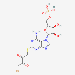 molecular formula C14H17BrN5O9PS B1209826 [(2R,3S,4R,5R)-5-[6-amino-2-(4-bromo-2,3-dioxobutyl)sulfanylpurin-7-yl]-3,4-dihydroxyoxolan-2-yl]methyl dihydrogen phosphate CAS No. 99098-32-5