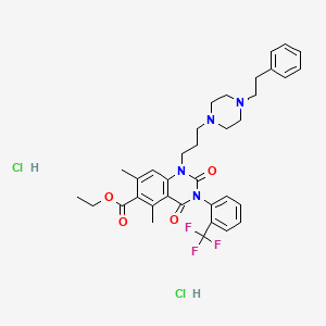 6-Ethoxycarbonyl-5,7-dimethyl-1-(3-(4-phenethyl-1-piperazinyl)propyl)-3-(alpha,alpha,alpha-trifluoro-2-tolyl)-2,4(1H,3H)-quinazolinedione dihydrochloride