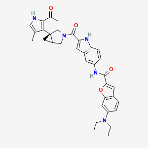 molecular formula C34H31N5O4 B1209831 6-(Diethylamino)-N-[2-[(1R)-3-methyl-7-oxo-5,10-diazatetracyclo[7.4.0.01,12.02,6]trideca-2(6),3,8-triene-10-carbonyl]-1H-indol-5-yl]-1-benzofuran-2-carboxamide CAS No. 119813-15-9