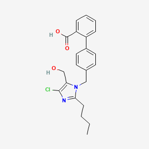 molecular formula C22H23ClN2O3 B1209835 4'-((2-Butyl-4-chloro-5-(hydroxymethyl)-1H-imidazol-1-yl)methyl)-(1,1'-biphenyl)-2-carboxylic acid CAS No. 114798-27-5