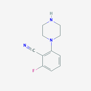 molecular formula C11H12FN3 B12098448 2-Fluoro-6-(piperazin-1-yl)benzonitrile 