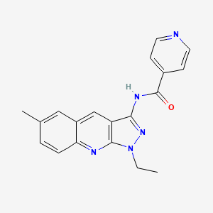N-(1-ethyl-6-methyl-3-pyrazolo[3,4-b]quinolinyl)-4-pyridinecarboxamide