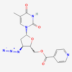 molecular formula C16H16N6O5 B1209864 [(2s,3s,5r)-3-Azido-5-(5-methyl-2,4-dioxo-pyrimidin-1-yl)tetrahydrofuran-2-yl]methyl pyridine-4-carboxylate 