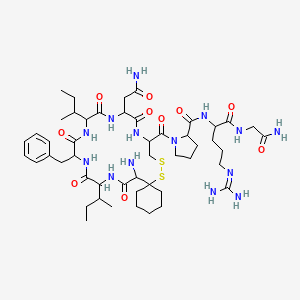 molecular formula C49H78N14O10S2 B12098782 beta-Mercapto-beta,beta-cyclopentamethylene-propionyl-D-ile-phe-ile-asn-cys-pro-arg-gly-NH2 