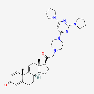 (8S,10S,13S,14S,17S)-17-[2-[4-(2,6-dipyrrolidin-1-ylpyrimidin-4-yl)piperazin-1-yl]acetyl]-10,13-dimethyl-6,7,8,12,14,15,16,17-octahydrocyclopenta[a]phenanthren-3-one