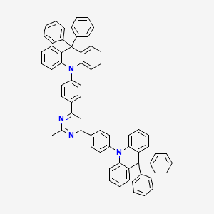 molecular formula C67H48N4 B12098937 10,10'-((2-Methylpyrimidine-4,6-diyl)bis(4,1-phenylene))bis(9,9-diphenyl-9,10-dihydroacridine) 