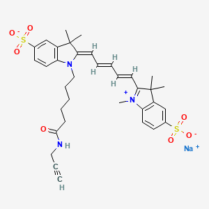 molecular formula C35H40N3NaO7S2 B12099230 sodium;(2Z)-3,3-dimethyl-1-[6-oxo-6-(prop-2-ynylamino)hexyl]-2-[(2E,4E)-5-(1,3,3-trimethyl-5-sulfonatoindol-1-ium-2-yl)penta-2,4-dienylidene]indole-5-sulfonate 