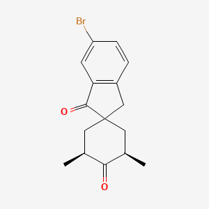 molecular formula C16H17BrO2 B12099359 Spiro[cyclohexane-1,2'-[2H]indene]-3',4(1'H)-dione, 5'-bromo-3,5-dimethyl-, (3R,5S)-rel- 